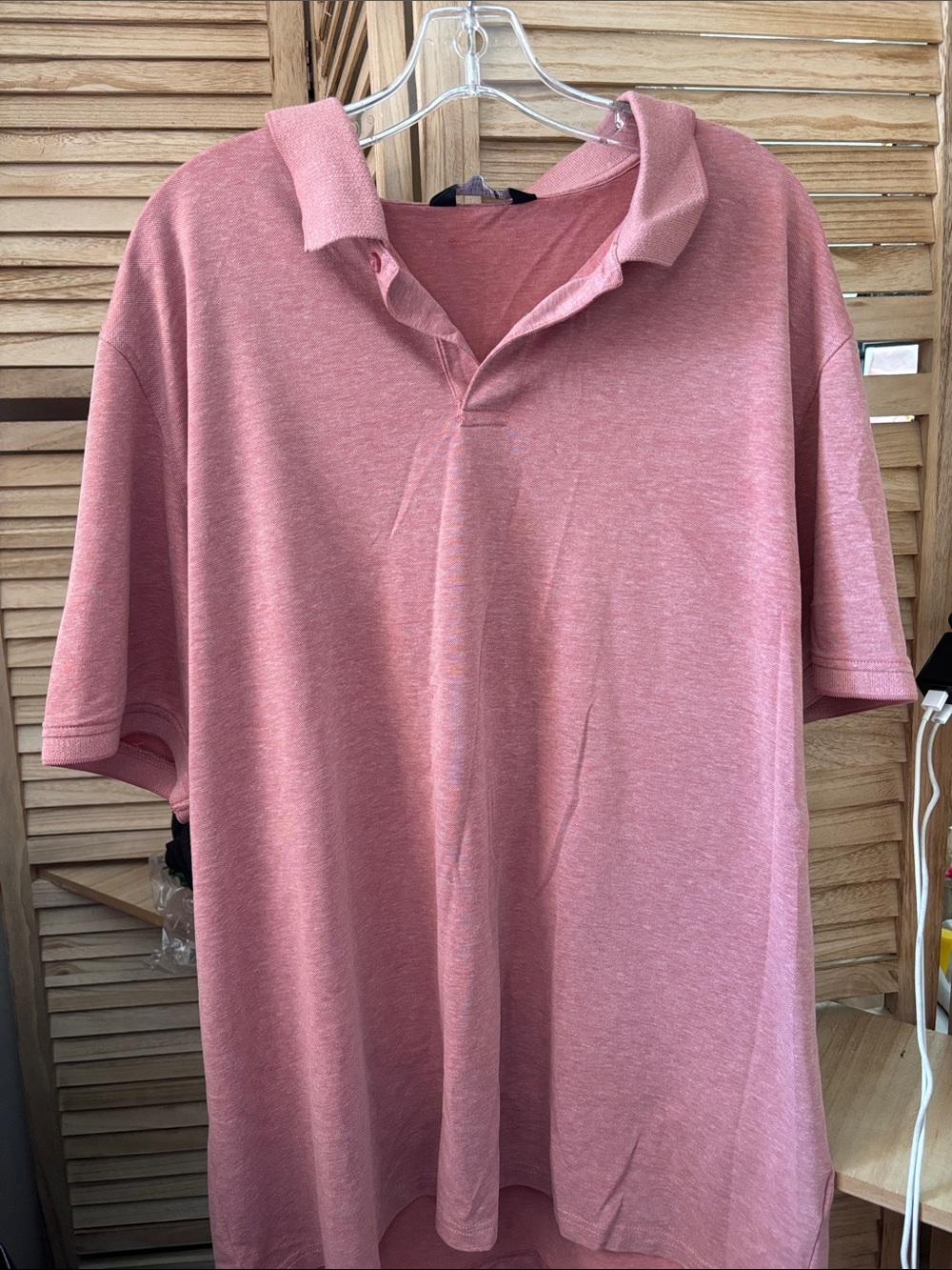 Men's Pink Short-Sleeve Polo Shirt XXL